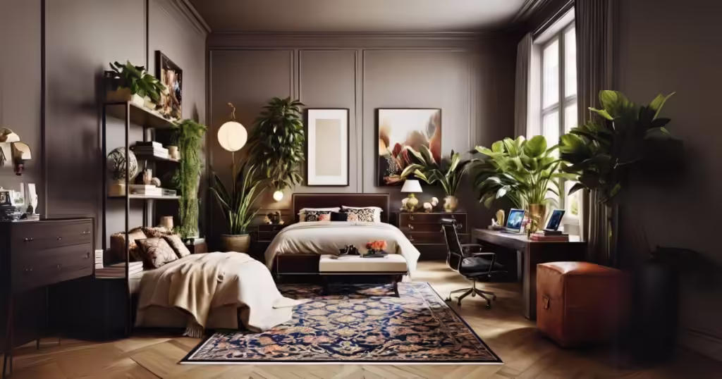 A sophisticated bedroom featuring smart home automation technology, curated by a smart home automation expert.