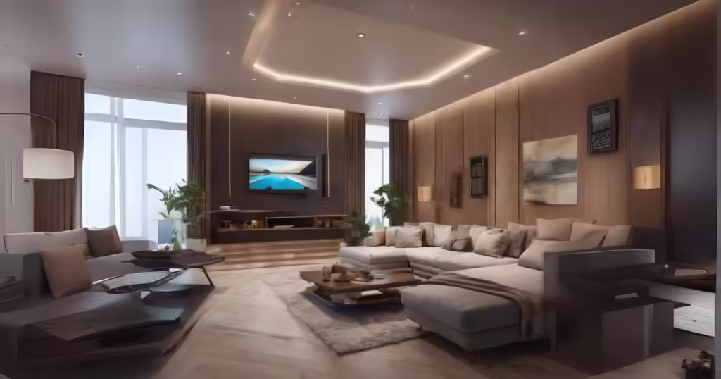 Modern living room with smart home automation system by Smart Home Automation Expert